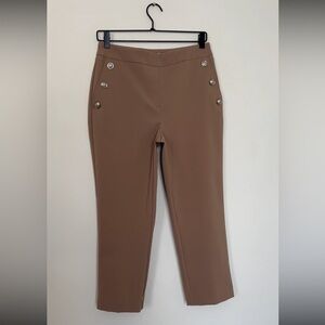Rachel Zoe Tan Button Detail High Waisted Straight Leg Stretch Pants Size size 6